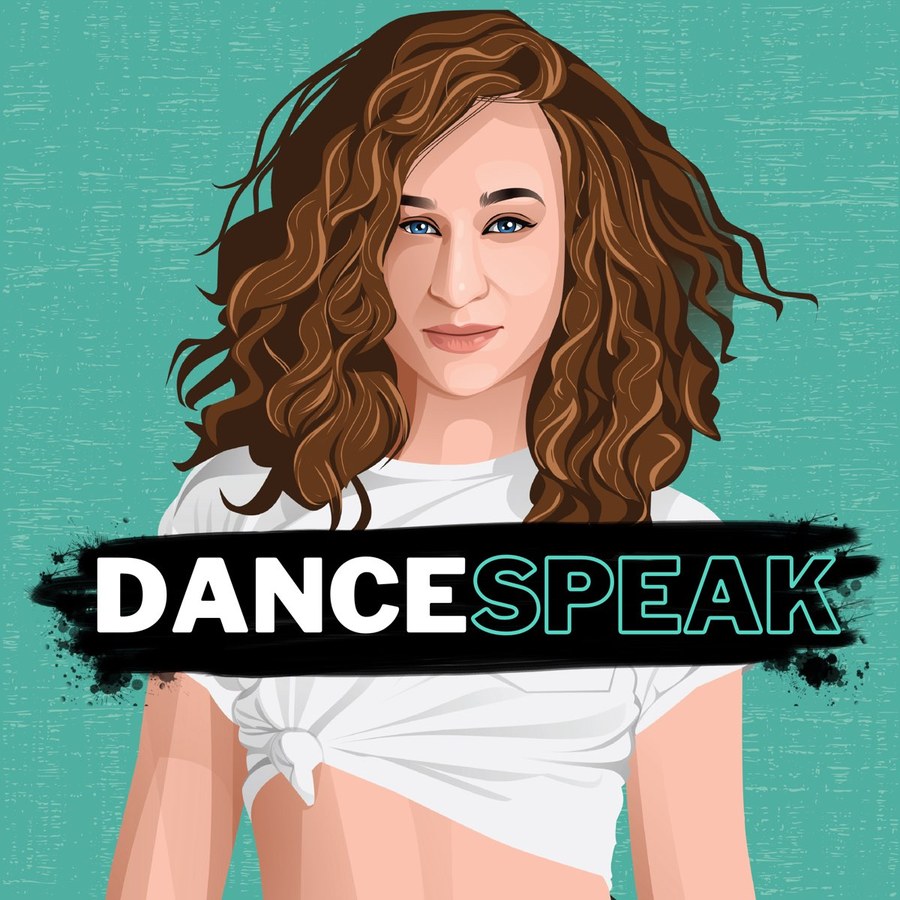 DanceSpeak podcast cover art, an illustration of Galit Friedlander